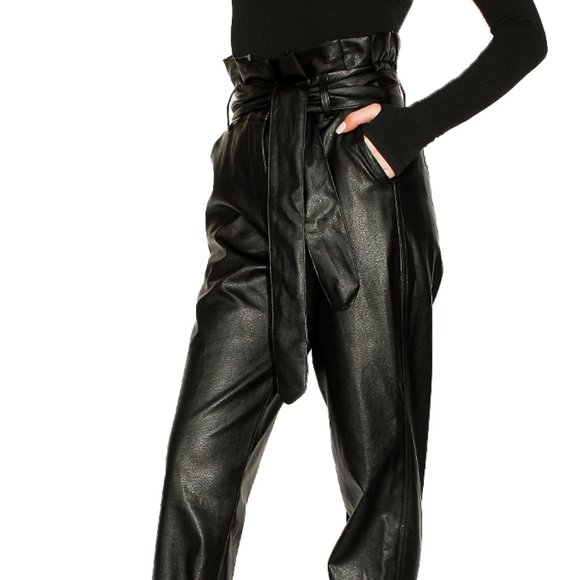 Black faux leather high-waisted pants - Picture 4 of 4